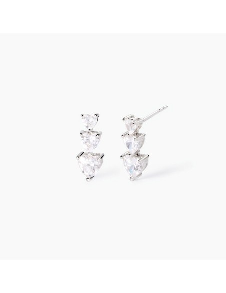 Pendientes de plata 925 con circonita en forma de corazón - Mabina Gioielli