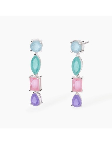 Pendientes de plata con piedras multicolor fusion stone | Colección Santorini
