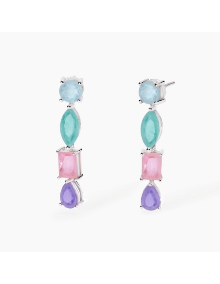 Pendientes de plata con piedras multicolor fusion stone | Colección Santorini