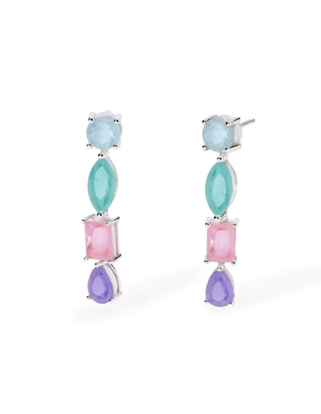 Pendientes de plata con piedras multicolor fusion stone | Colección Santorini