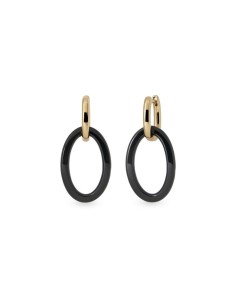 Pendientes con detalle de acetato negro y aro dorado | Diseño moderno