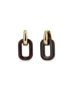 Pendientes Coffee con acetato marrón y aro dorado | Diseño bicolor