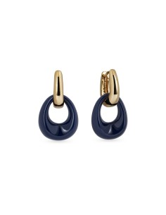 Pendientes Aro Oval NAVY con acetato azul y aro dorado | Estilo moderno