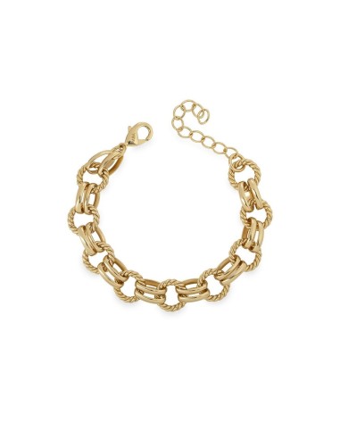Pulsera Eslabones Relief | Diseño con eslabones entrelazados baño de oro 18 k