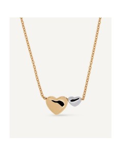 Colgante Fina Doble Corazón | Joya bicolor bañada en oro 18 k