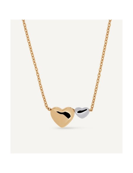 Colgante Fina Doble Corazón | Joya bicolor bañada en oro 18 k