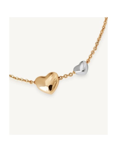 Colgante Fina Doble Corazón | Joya bicolor bañada en oro 18 k