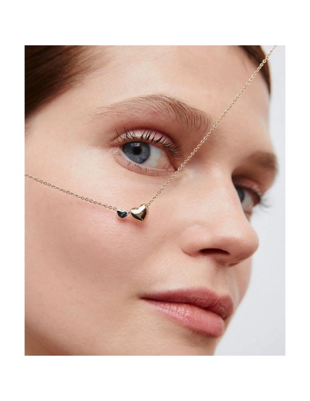 Colgante Fina Doble Corazón | Joya bicolor bañada en oro 18 k