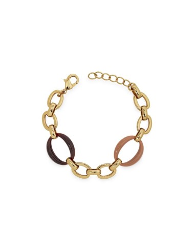 Pulsera Eslabones Caramel con Acetato | Baño de oro 18 k