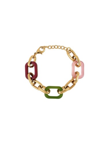 Pulsera Vidal & Vidal de eslabones y acetato cereza/verde/rosa