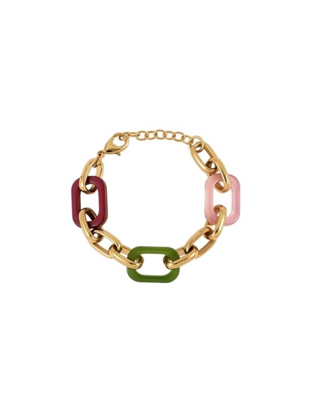Pulsera Vidal & Vidal de eslabones y acetato cereza/verde/rosa
