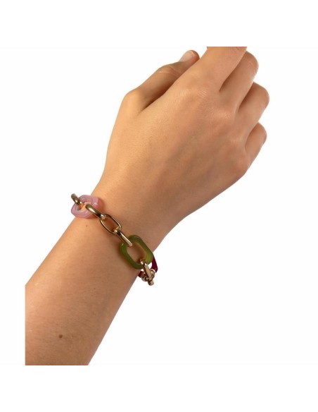Pulsera Vidal & Vidal de eslabones y acetato cereza/verde/rosa