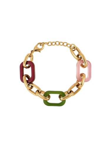 Pulsera Vidal & Vidal de eslabones y acetato cereza/verde/rosa