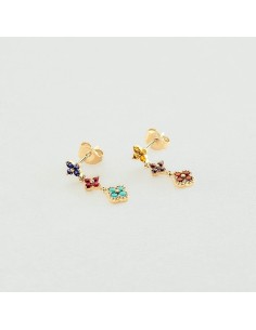Pendientes largos Beloved multicolor en oro – Joyas Agatha París