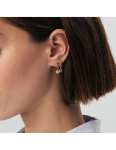 Pendientes largos Beloved multicolor en oro – Joyas Agatha París 2