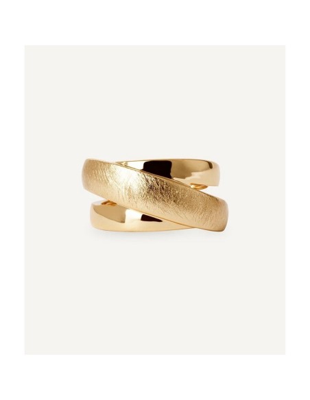 Anillo Tiras con Textura en Acero Dorado – Colección ARC | VIDAL & VIDAL