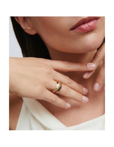 Anillo Tiras con Textura en Acero Dorado – Colección ARC | VIDAL & VIDAL