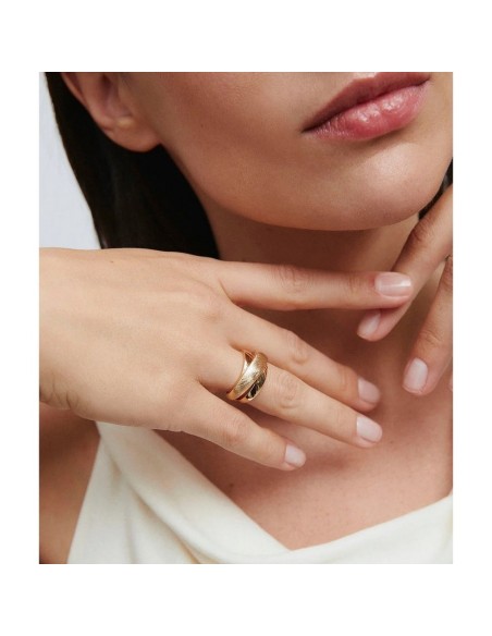 Anillo Tiras con Textura en Acero Dorado – Colección ARC | VIDAL & VIDAL