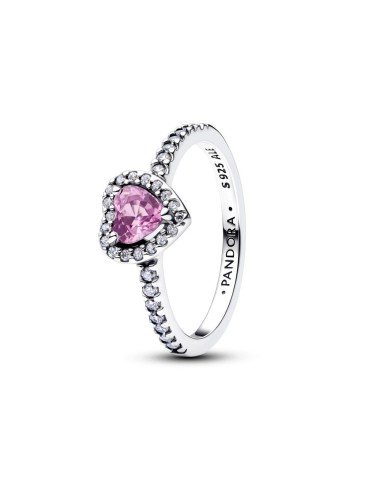 Anillo de plata con corazón lila y circonitas Pandora – 198421C12