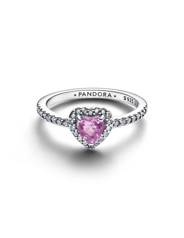 Anillo de plata con corazón lila y circonitas Pandora – 198421C12