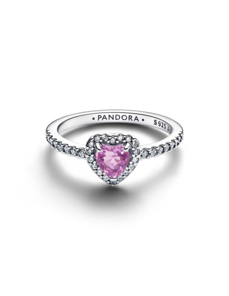 Anillo de plata con corazón lila y circonitas Pandora – 198421C12