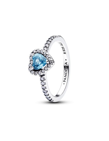 Anillo Pandora con piedra azul en forma de corazón y circonitas en plata de ley – 198421C10