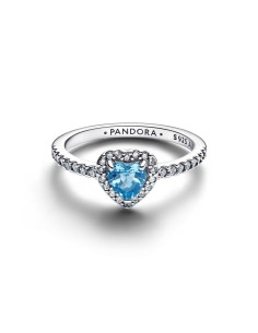 Anillo Pandora con piedra azul en forma de corazón y circonitas en plata de ley – 198421C10 2