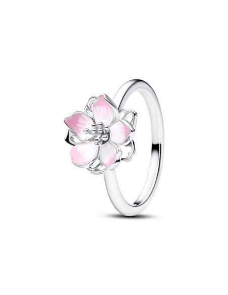 Anillo Pandora flor de cerezo con esmalte rosa en plata de ley – 194371C01