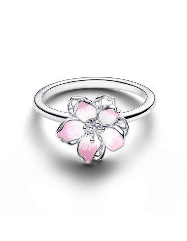 Anillo Pandora flor de cerezo con esmalte rosa en plata de ley – 194371C01