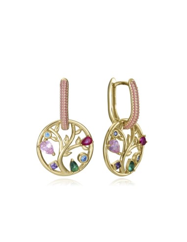 Pendientes Viceroy Mujer 15125E100-39 Plata de Ley Dorada Árbol de la Vida con Circonitas