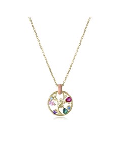 Colgante Viceroy Mujer Árbol de la Vida Plata de Ley con Baño de Oro y Circonitas Multicolor 15125C100