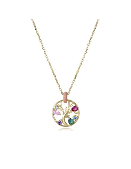 Colgante Viceroy Mujer Árbol de la Vida Plata de Ley con Baño de Oro y Circonitas Multicolor 15125C100