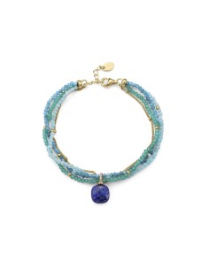 Pulsera Viceroy Jewels de plata de ley con baño de oro y piedras azules. Pulsera multivuelta elegante 