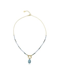Collar Viceroy Jewels de plata de ley con baño de oro y piedras azules con colgante ovalado