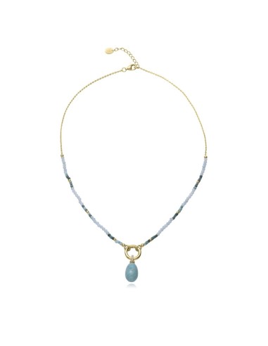 Collar Viceroy Jewels de plata de ley con baño de oro y piedras azules con colgante ovalado