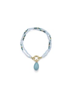 Pulsera Viceroy Jewels de plata de ley con baño de oro y piedras azules con colgante ovalado