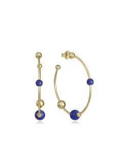 Pendientes Viceroy Jewels de plata de ley con baño de oro tipo aro con piedras azules