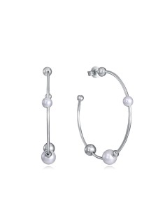 Pendientes Viceroy Jewels de plata de ley con perlas y diseño de aro abierto