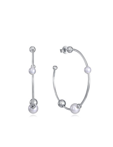 Pendientes Viceroy Jewels de plata de ley con perlas y diseño de aro abierto