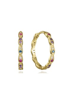 Pendientes Viceroy Jewels de plata de ley con baño de oro tipo aro con circonitas de colores