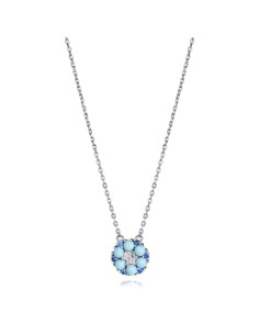 Colgante Viceroy Jewels de plata de ley con motivo floral turquesa y circonitas azules
