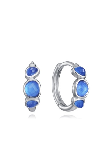 Pendientes Viceroy Jewels de aro en plata de ley con piedras azules facetadas
