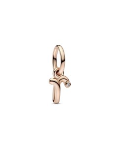 Charm Colgante con un recubrimiento en oro rosa de 14k Alfabeto Letra Minúscula R​