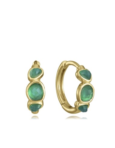 Pendientes Viceroy Jewels de plata de ley chapada en oro con piedras verdes facetadas