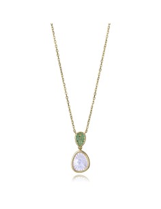 Colgante Viceroy Jewels de plata de ley chapada en oro con piedra blanca y circonitas verdes
