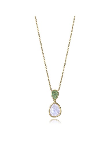 Colgante Viceroy Jewels de plata de ley chapada en oro con piedra blanca y circonitas verdes