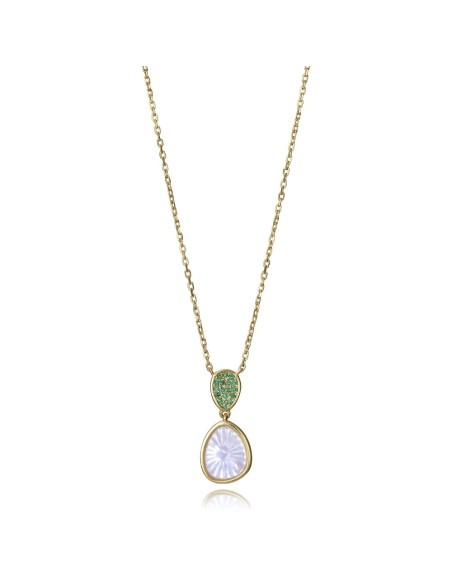 Colgante Viceroy Jewels de plata de ley chapada en oro con piedra blanca y circonitas verdes