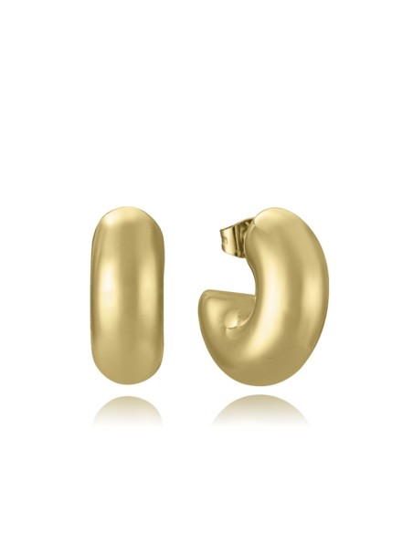 Pendientes Viceroy Fashion acero IP dorado tipo aro ancho diseño ovalado