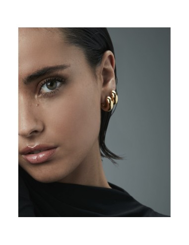 Pendientes Viceroy Fashion acero IP dorado tipo aro ancho diseño ovalado