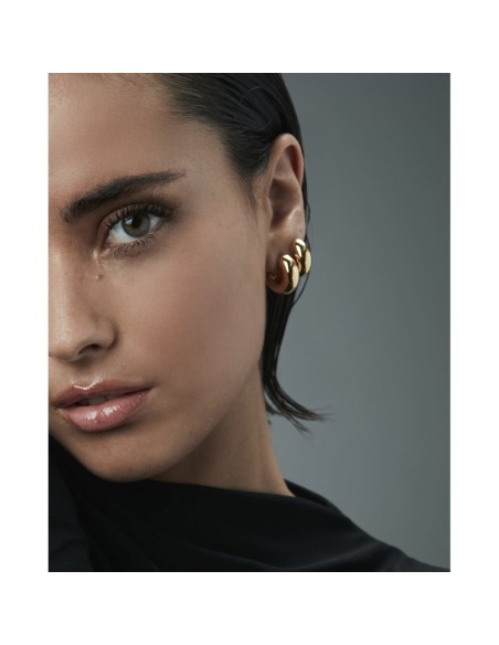 Pendientes Viceroy Fashion acero IP dorado tipo aro ancho diseño ovalado